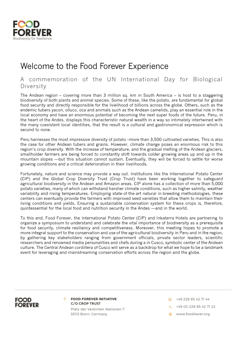 The Food Forever Experience