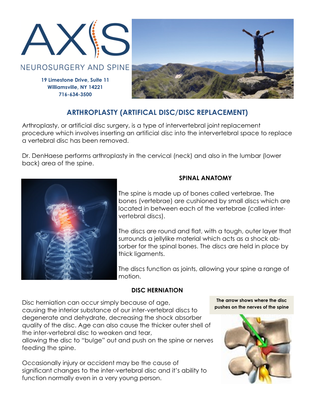 Arthroplasty (Artifical Disc/Disc Replacement)