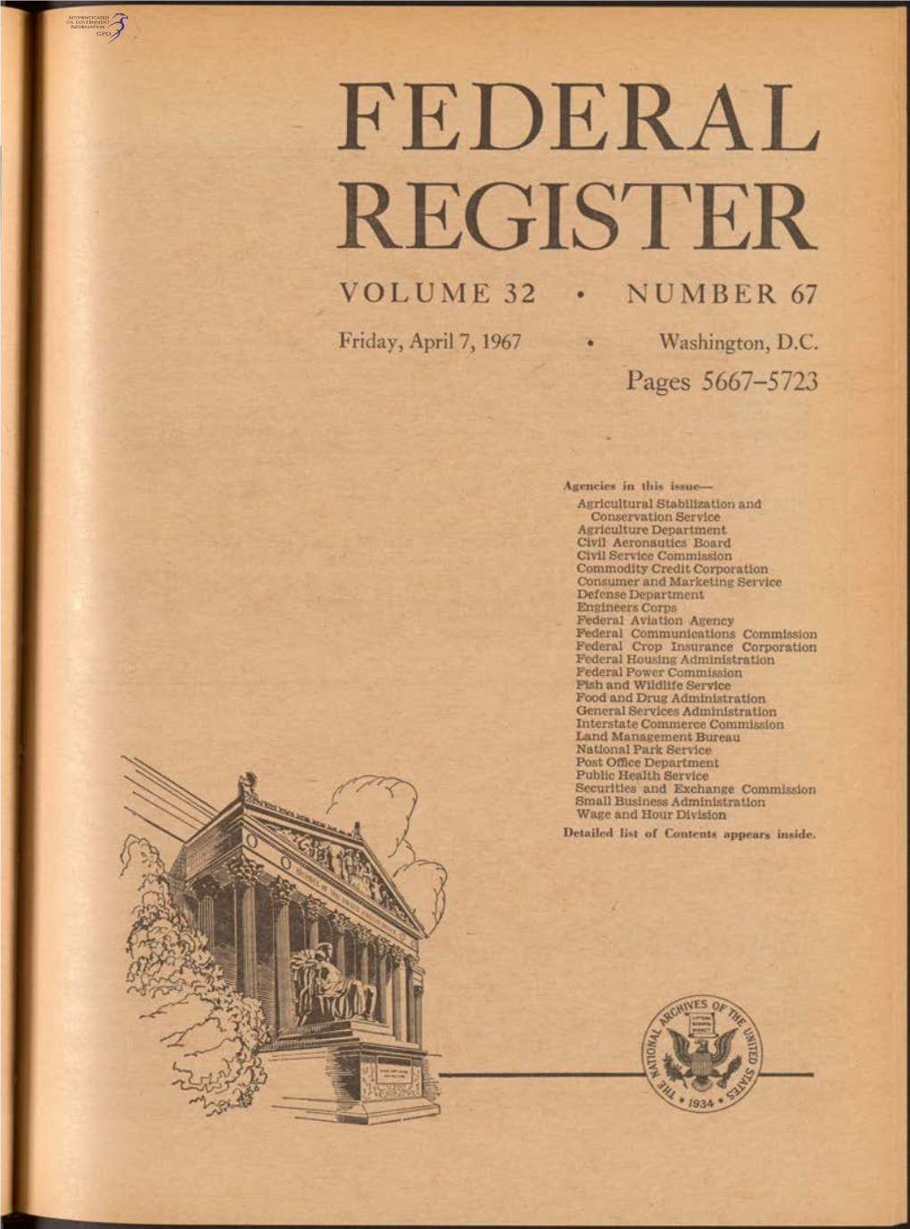 Federal Register Volume 32 • Number 67