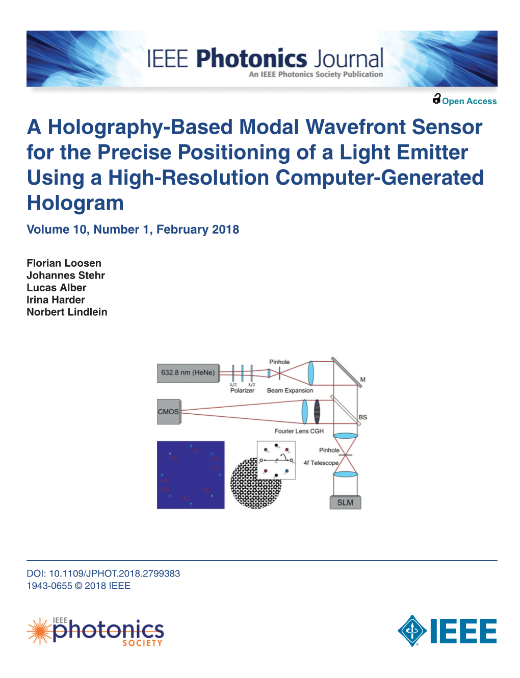 A Holography-Based Modal Wavefront Sensor for the Precise Positioning