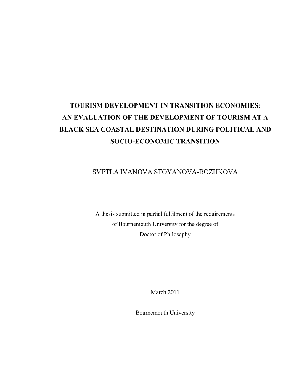 Tourism Development in Transition Economies