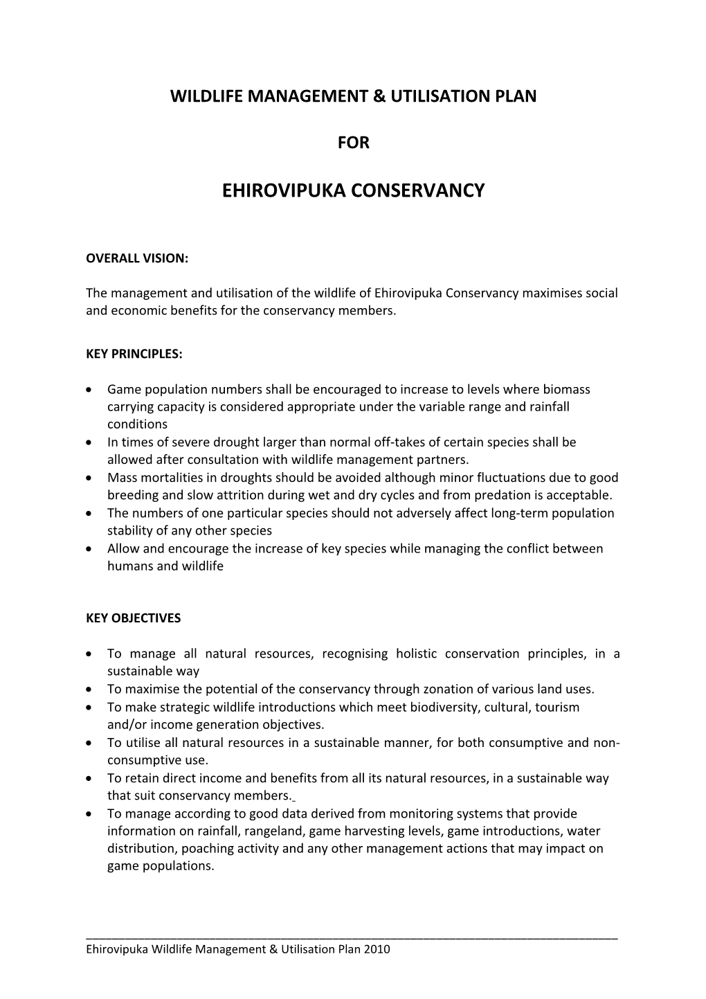 Integrated Ecosystem Management Plan