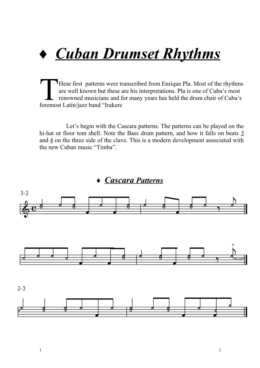 Cuban Drumset Rhythms