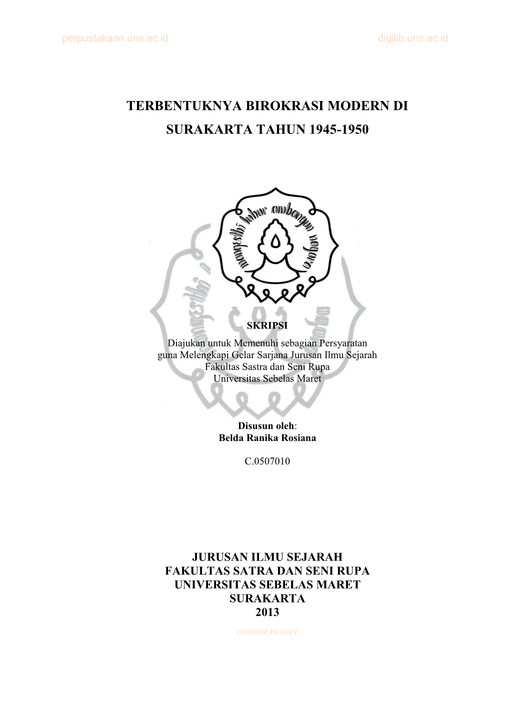 Terbentuknya Birokrasi Modern Di Surakarta Tahun 1945-1950