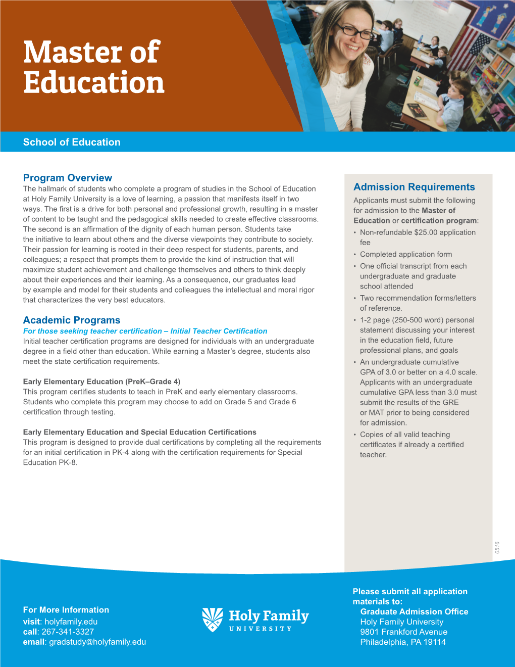 Fact Sheet – Master of Education