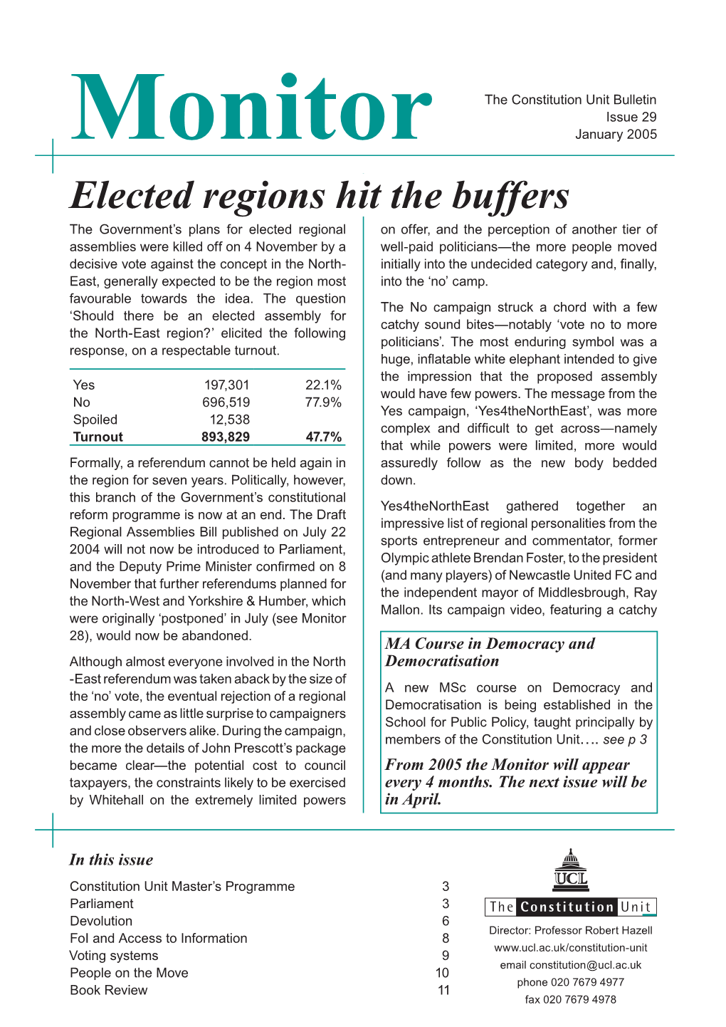 Elected Regions Hit the Buffers