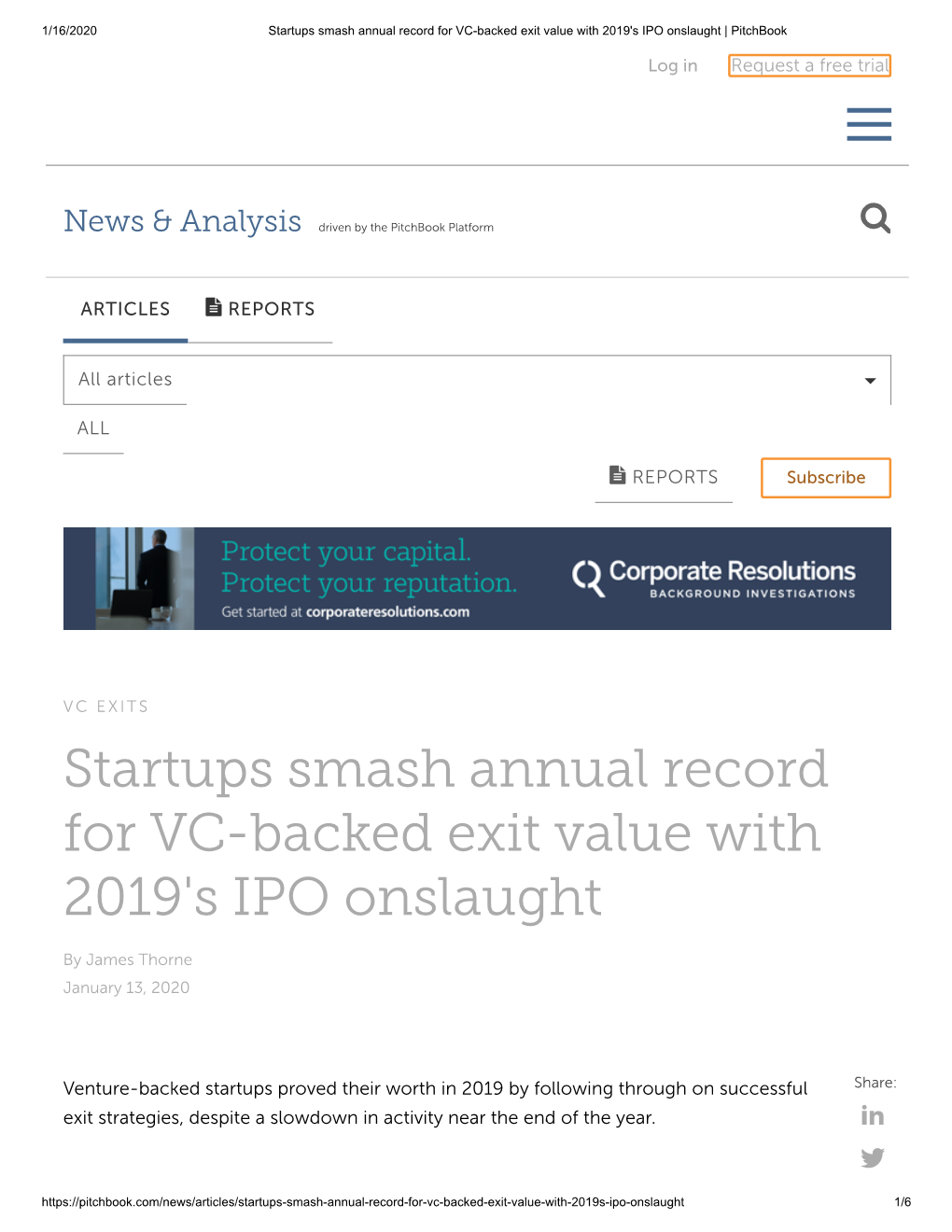 Startups Smash Annual Record for VC-Backed Exit Value with 2019'S IPO Onslaught | Pitchbook