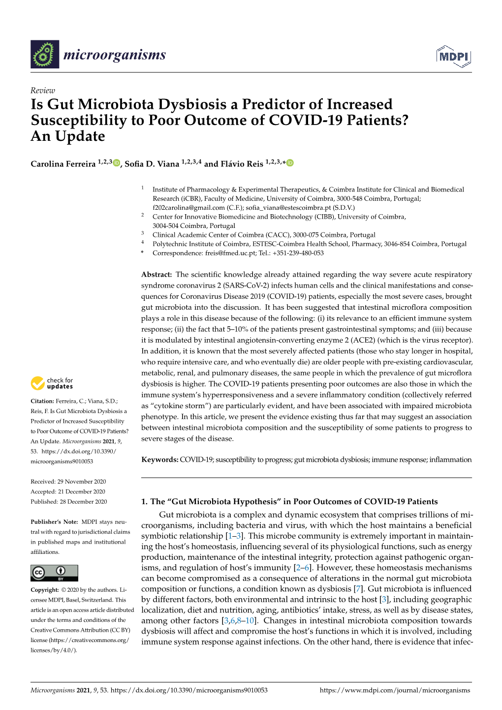 Is Gut Microbiota Dysbiosis a Predictor of Increased Susceptibility to Poor Outcome of COVID-19 Patients? an Update