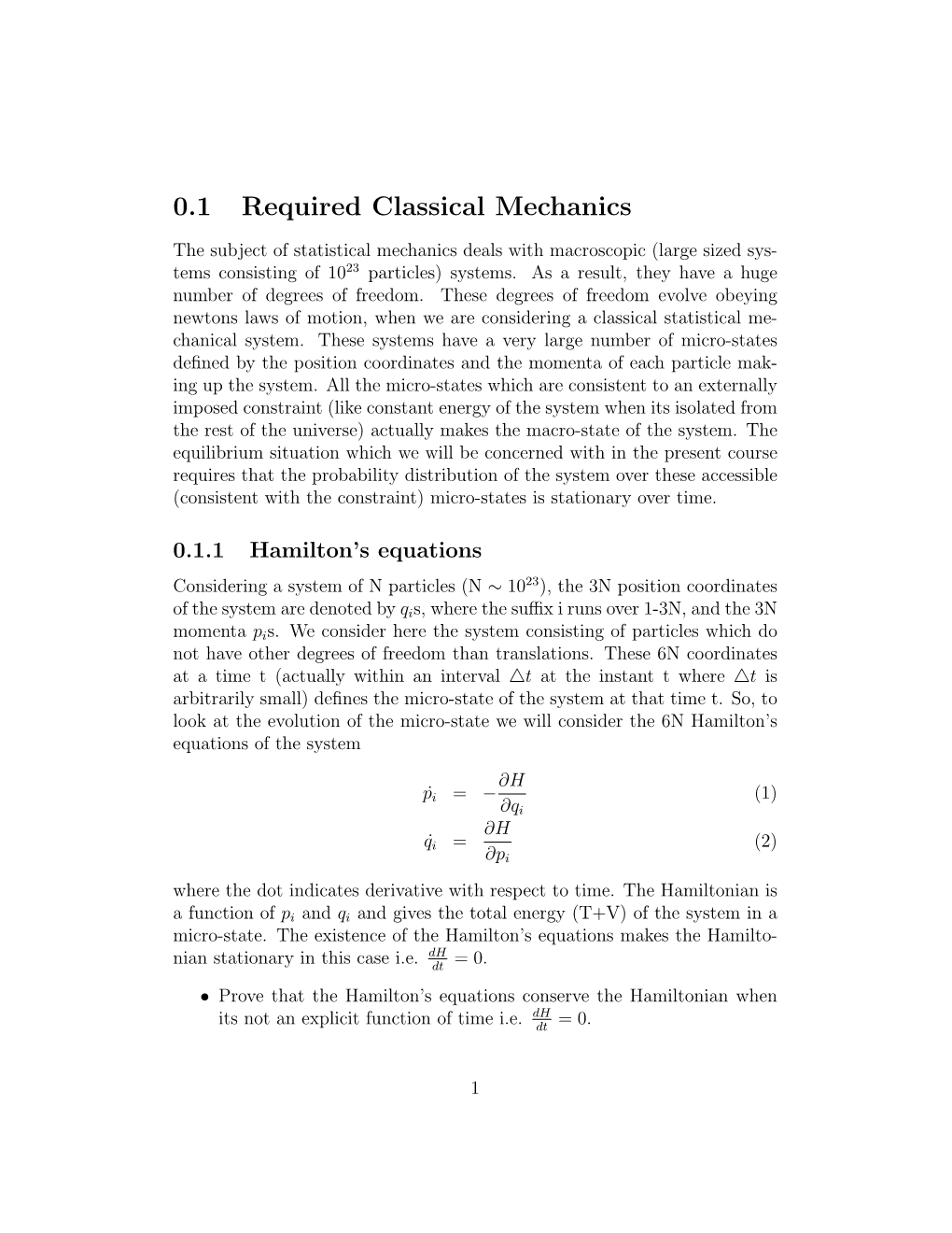 Stat. Mech. Course