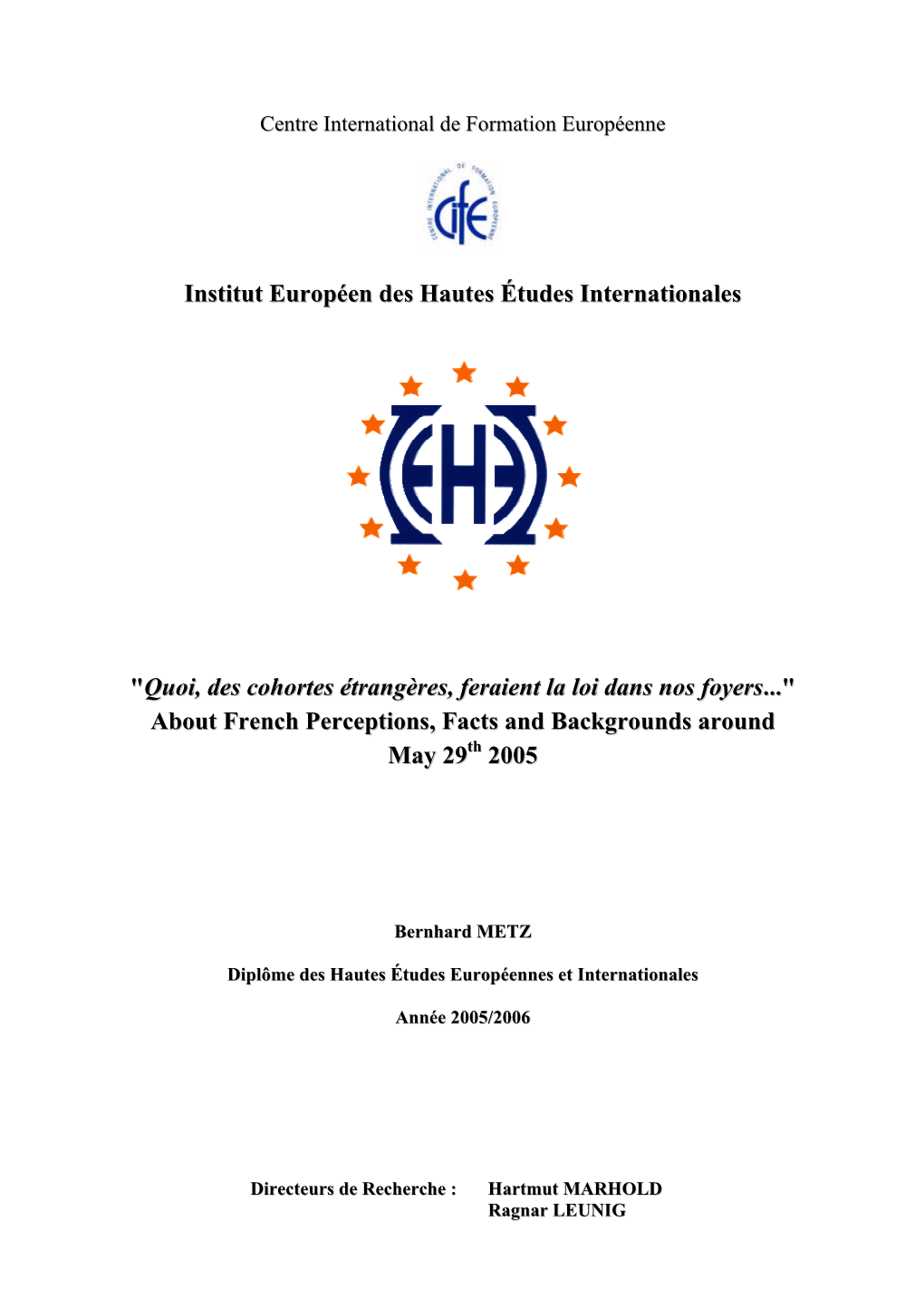 Institut Européen Des Hautes Études Internationales 