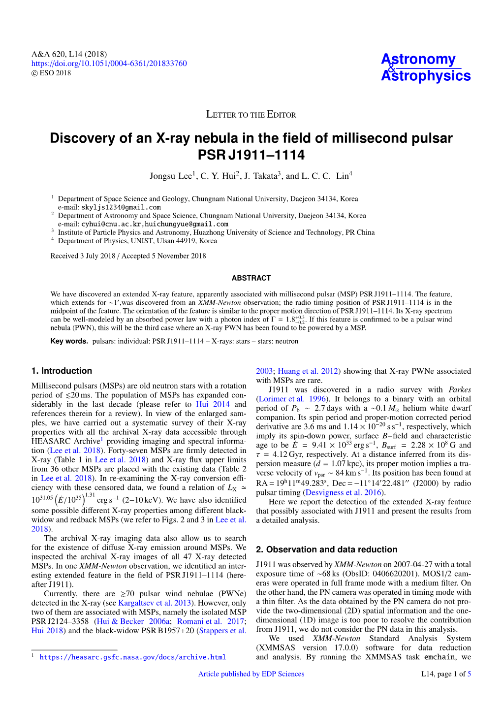 Discovery of an X-Ray Nebula in the Field of Millisecond Pulsar PSR