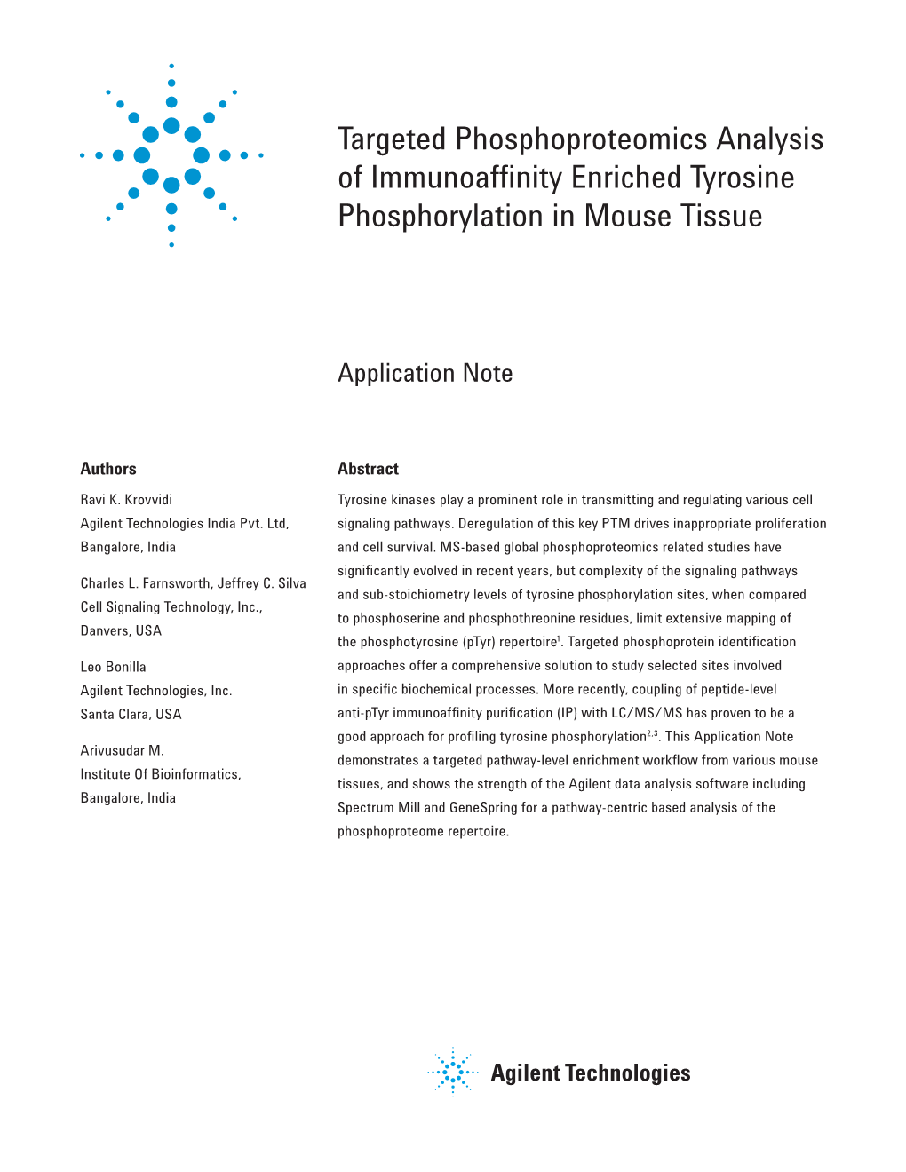 Targeted Phosphoproteomics Analysis of Immunoaffinity Enriched Tyrosine Phosphorylation in Mouse Tissue