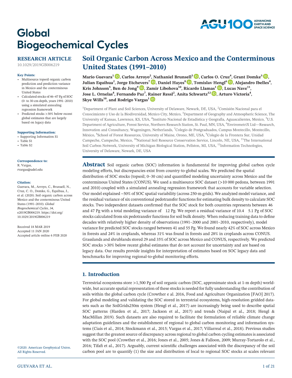 Soil Organic Carbon Across Mexico and the Conterminous United States