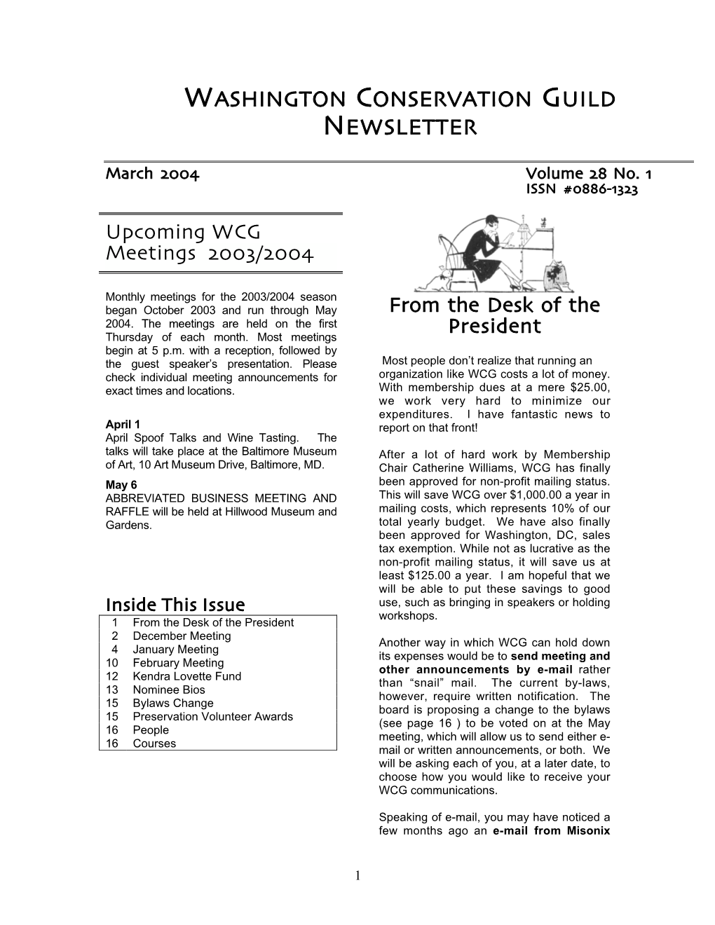 Washington Conservation Guild Newsletter