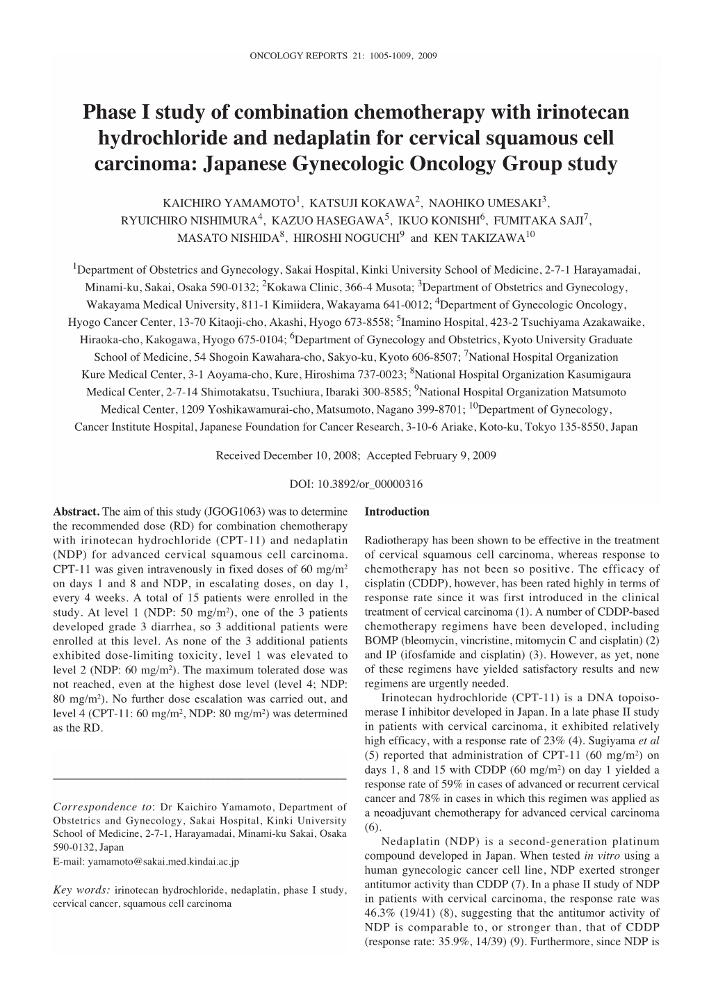 Japanese Gynecologic Oncology Group Study