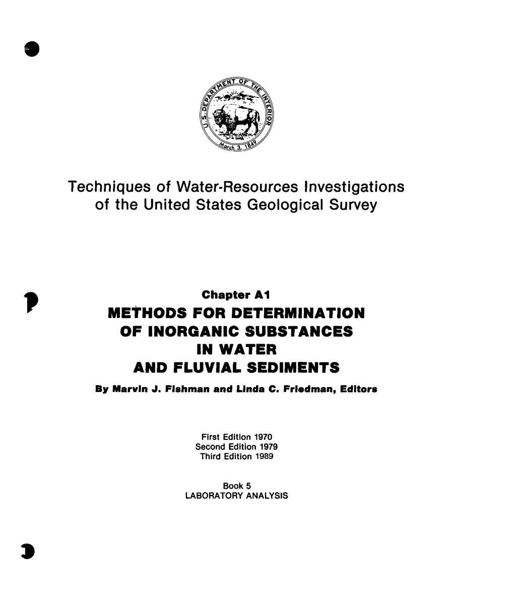 Techniques of Water-Resources Investigations of the United States Geological Survey