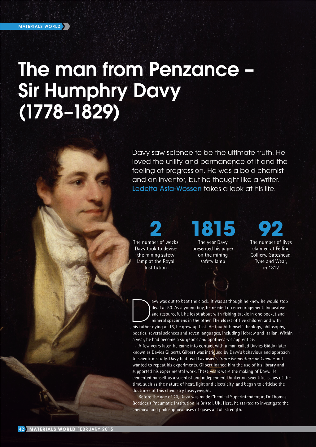 The Man from Penzance – Sir Humphry Davy (1778–1829)