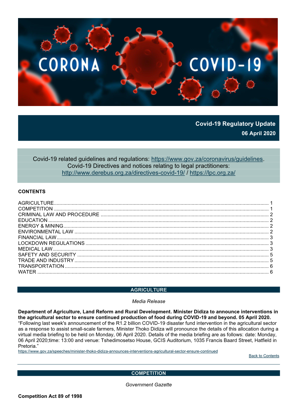 Covid-19 Regulatory Update 06Apr2020