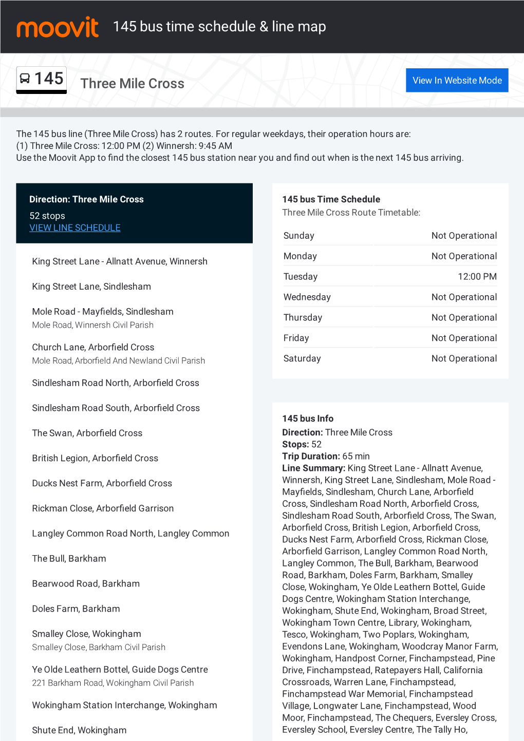 145 Bus Time Schedule & Line Route