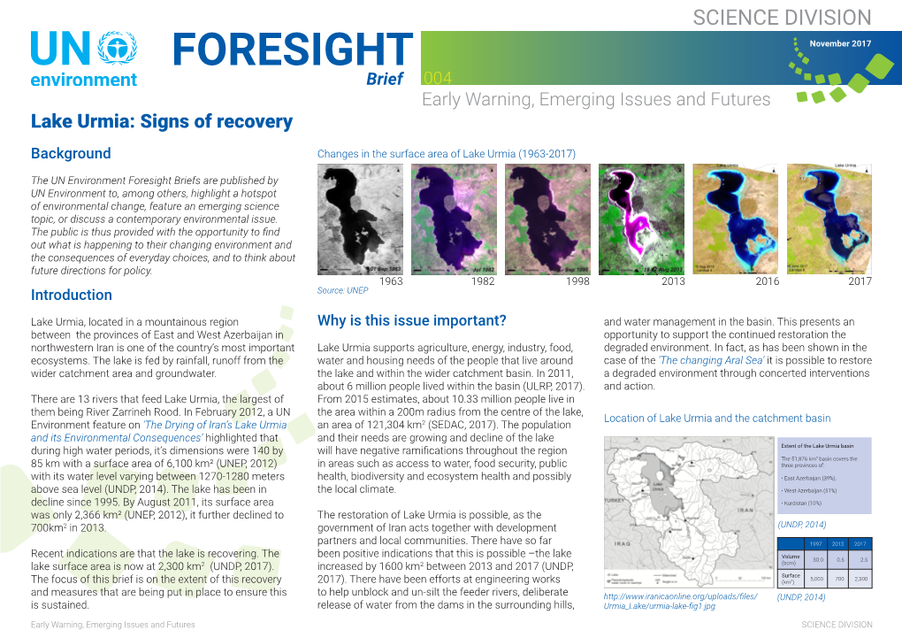 Lake Urmia: Signs of Recovery