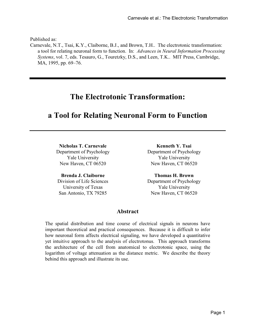 The Electrotonic Transformation