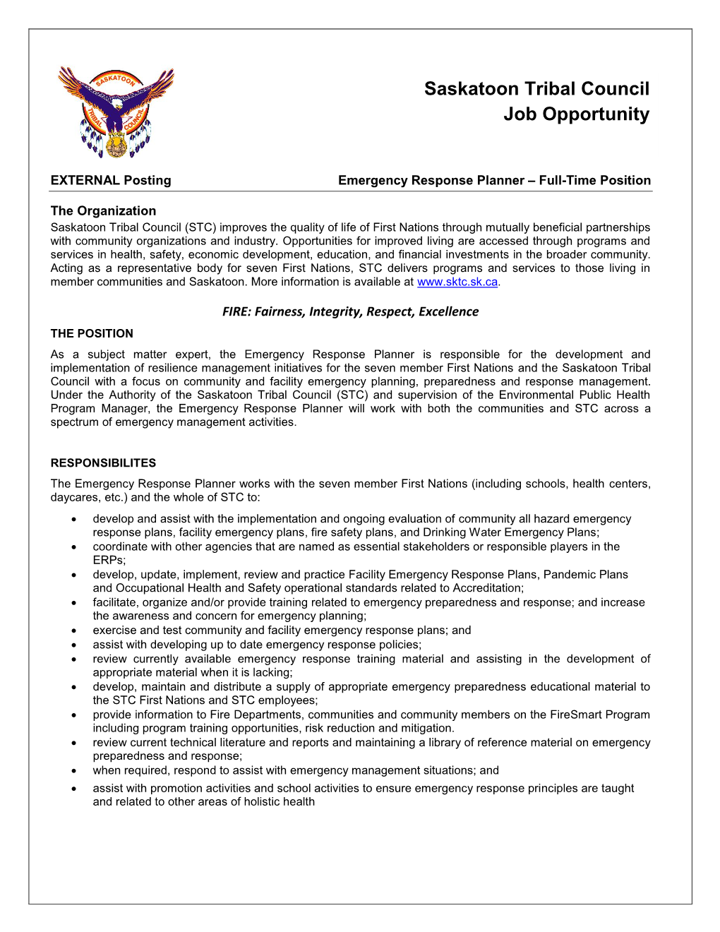 Emergency Response Planner – Full-Time Position