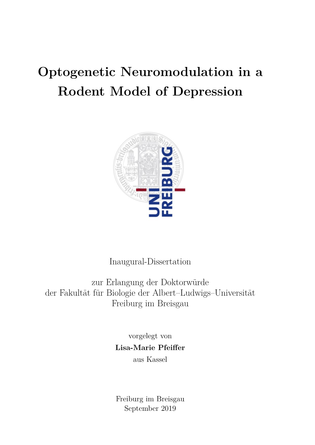 Optogentic Neuromodulation in Animal Models Of