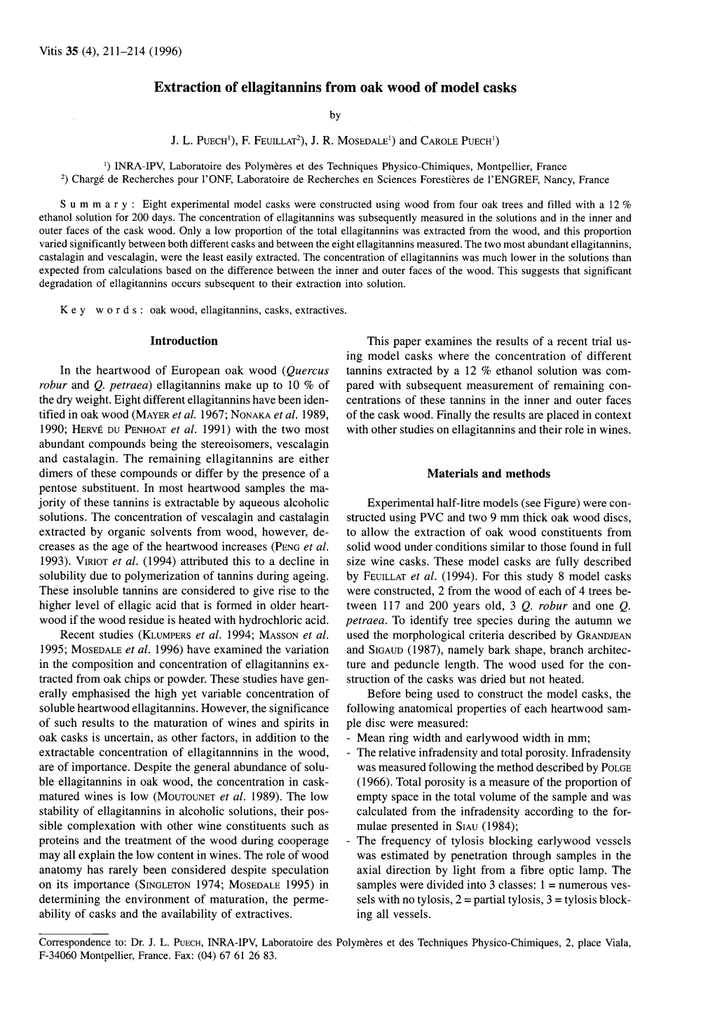 Extraction of Ellagitannins from Oak Wood of Model Casks