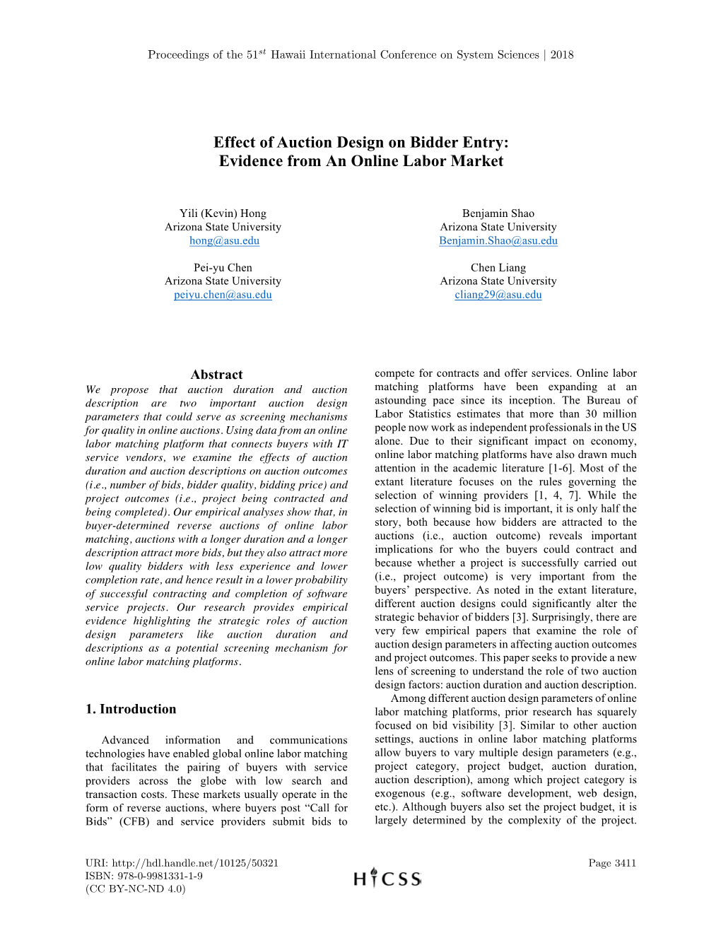 Effect of Auction Design on Bidder Entry: Evidence from an Online Labor Market