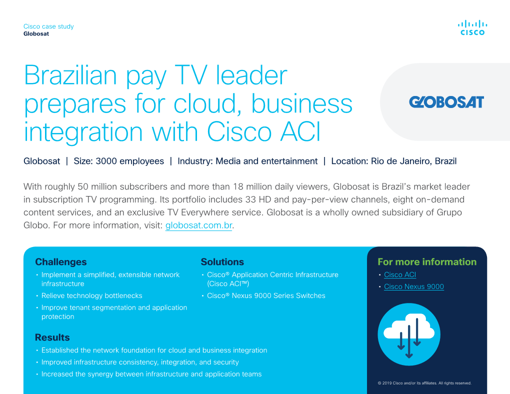 Cisco ACI Case Study: Globosat Prepares for Cloud and Business