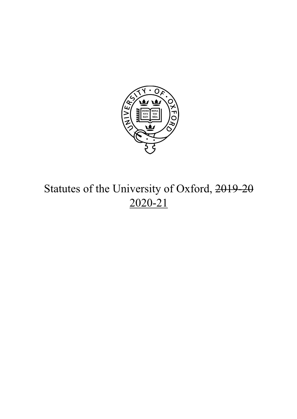 Statutes of the University of Oxford, 2019-20 2020-21