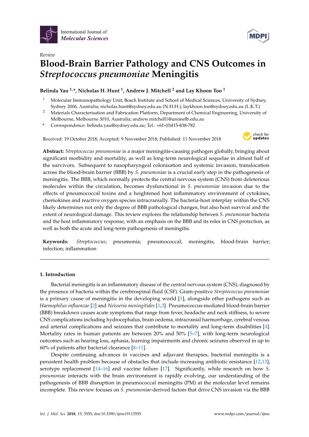 Blood-Brain Barrier Pathology and CNS Outcomes in Streptococcus Pneumoniae Meningitis