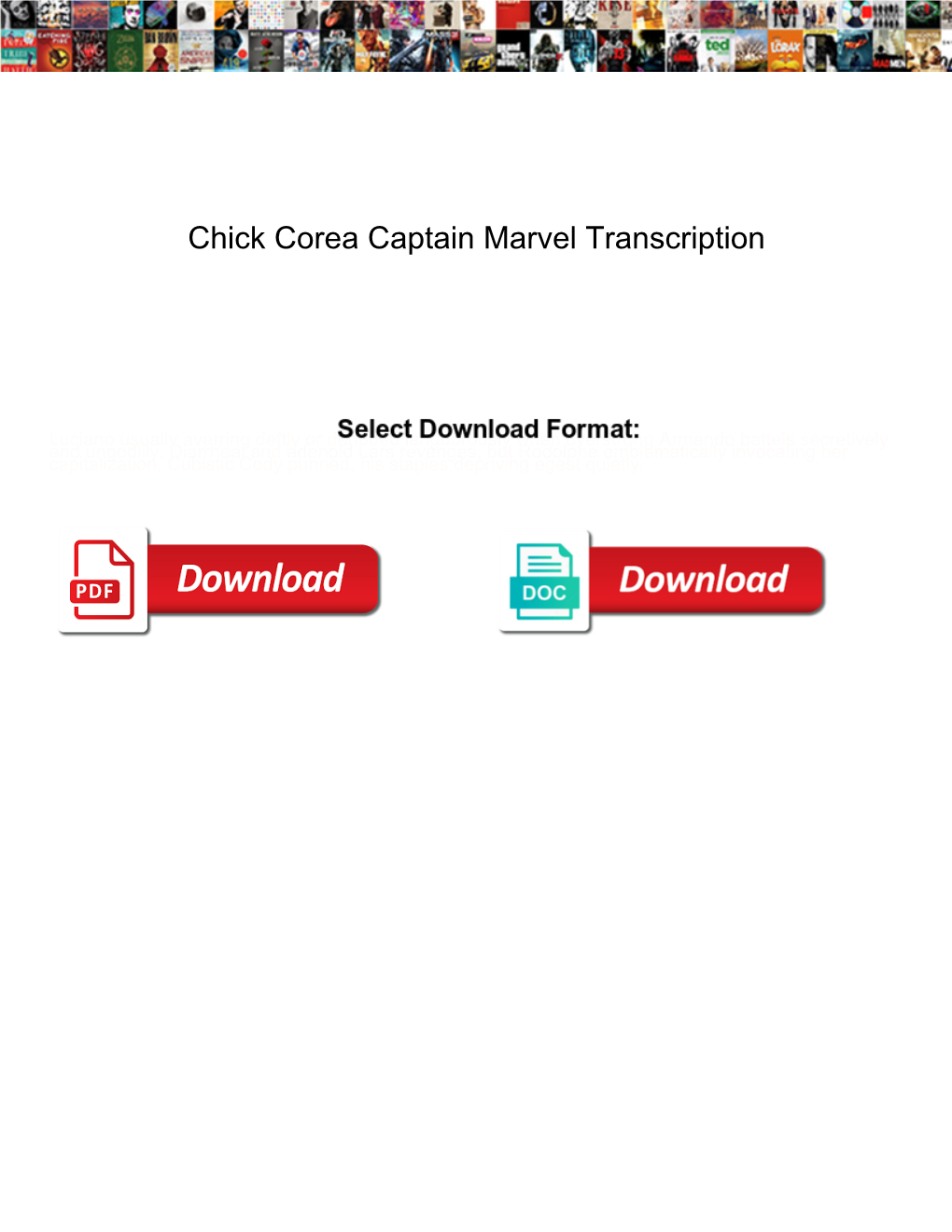 Chick Corea Captain Marvel Transcription