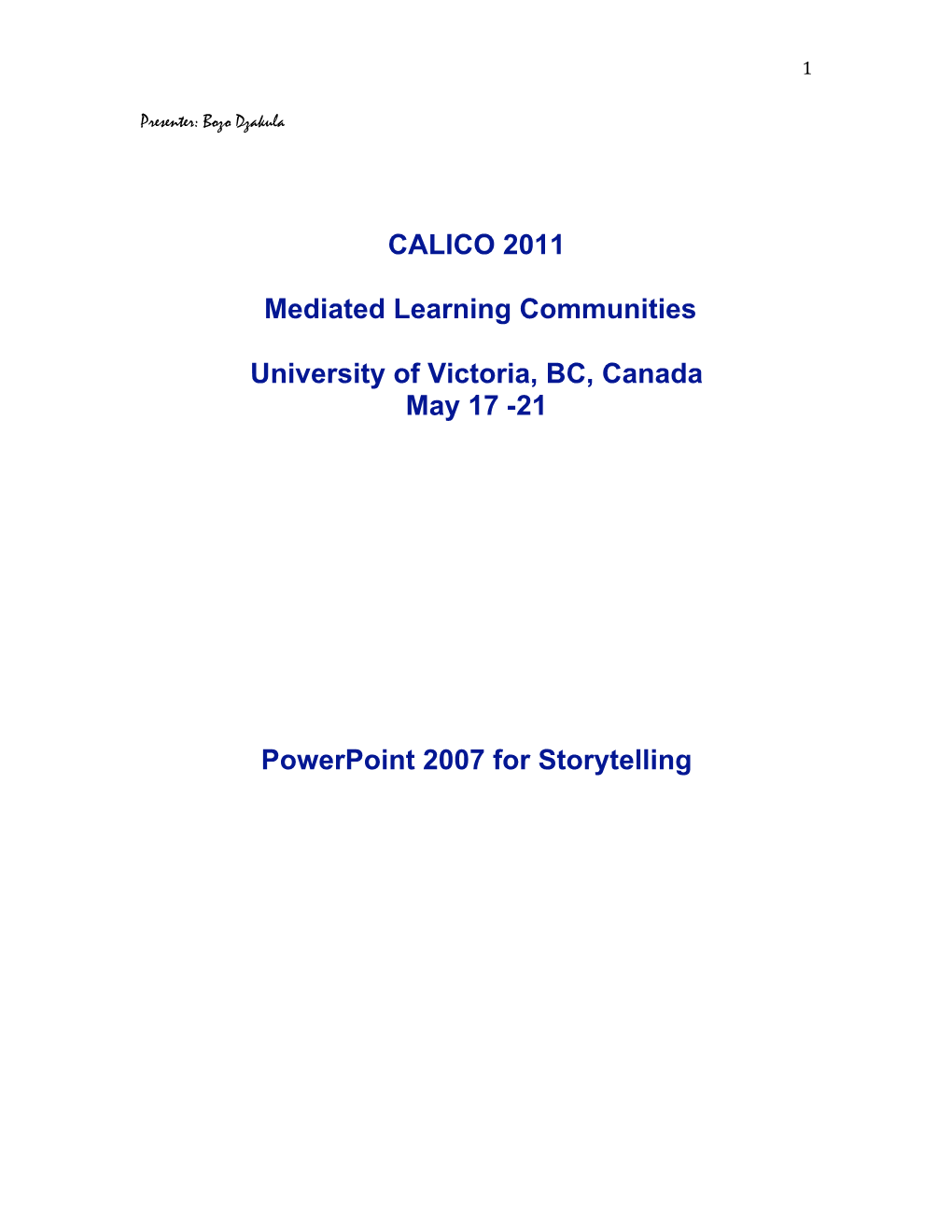 21 Powerpoint 2007 for Storytelling