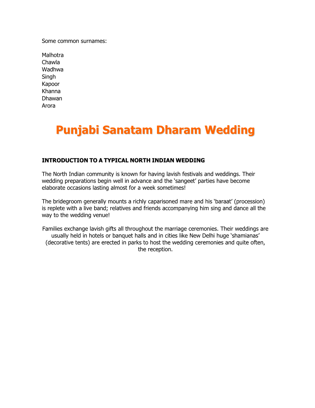 Punjabi Sanatam Dharam Wedding