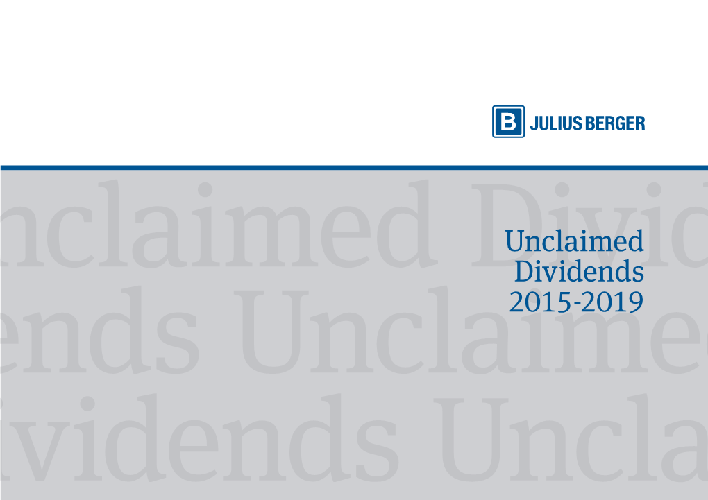 Unclaimed Dividends 2015-2019