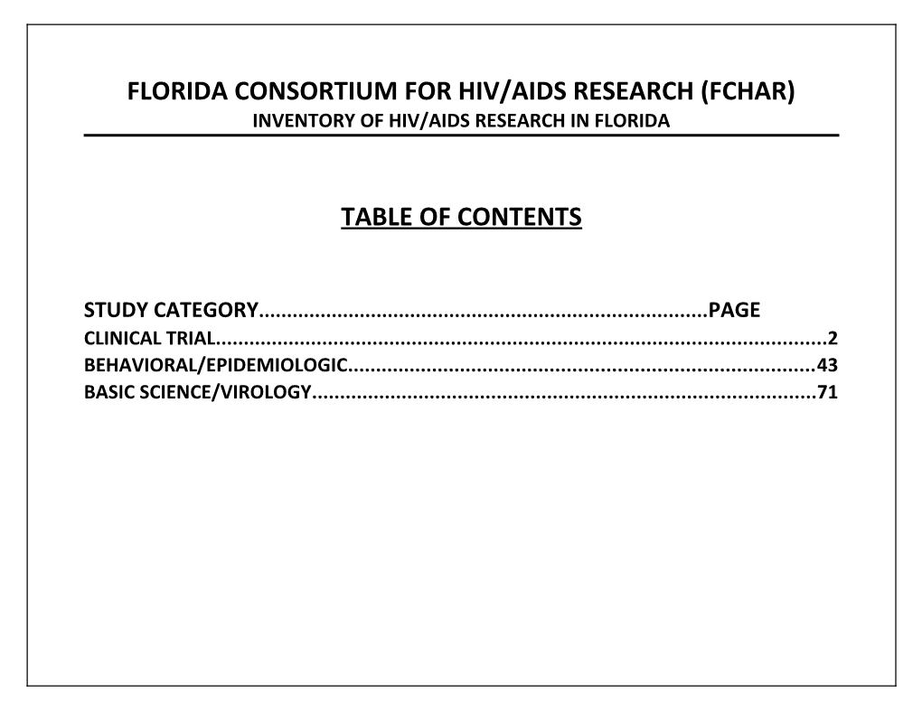 Florida Consortium for Hiv/Aids Research (Fchar) s1