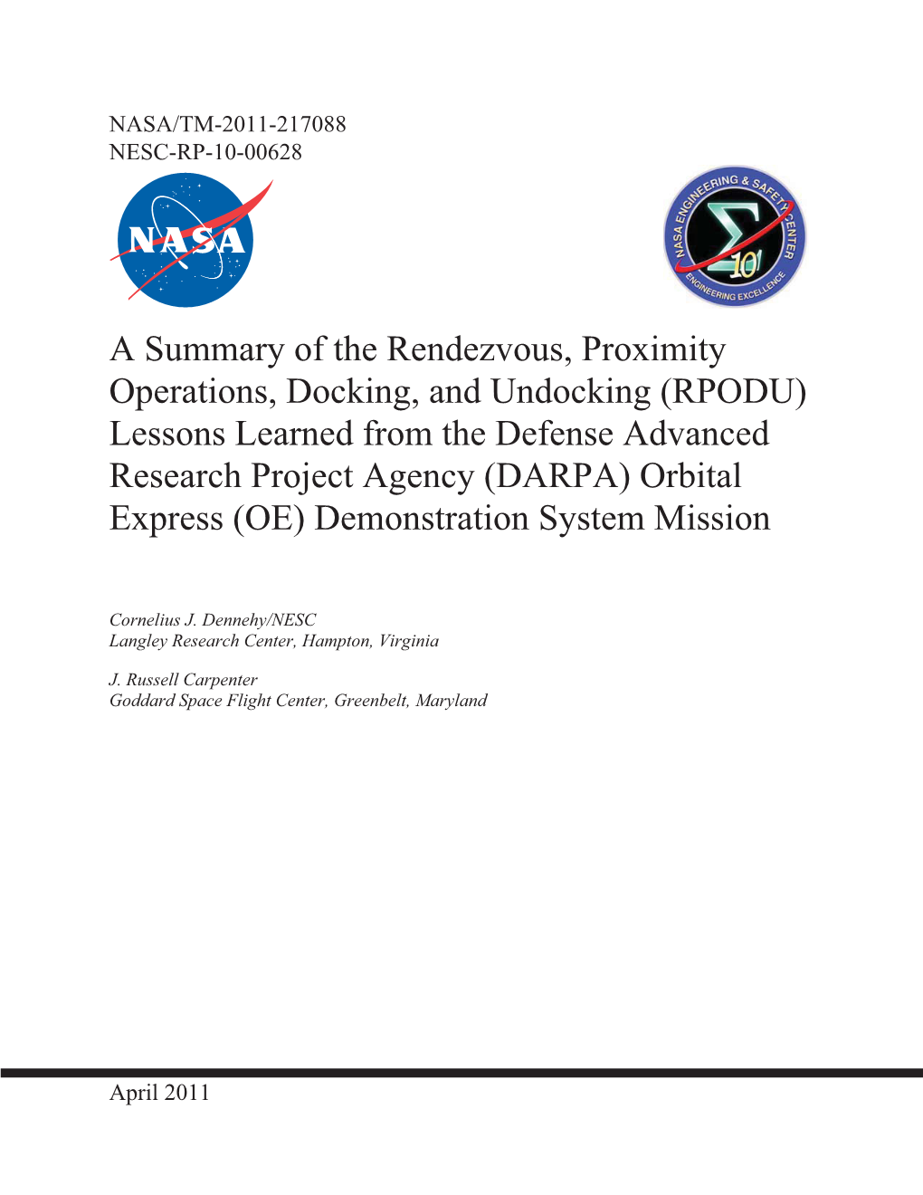 A Summary of the Rendezvous, Proximity Operations, Docking, And