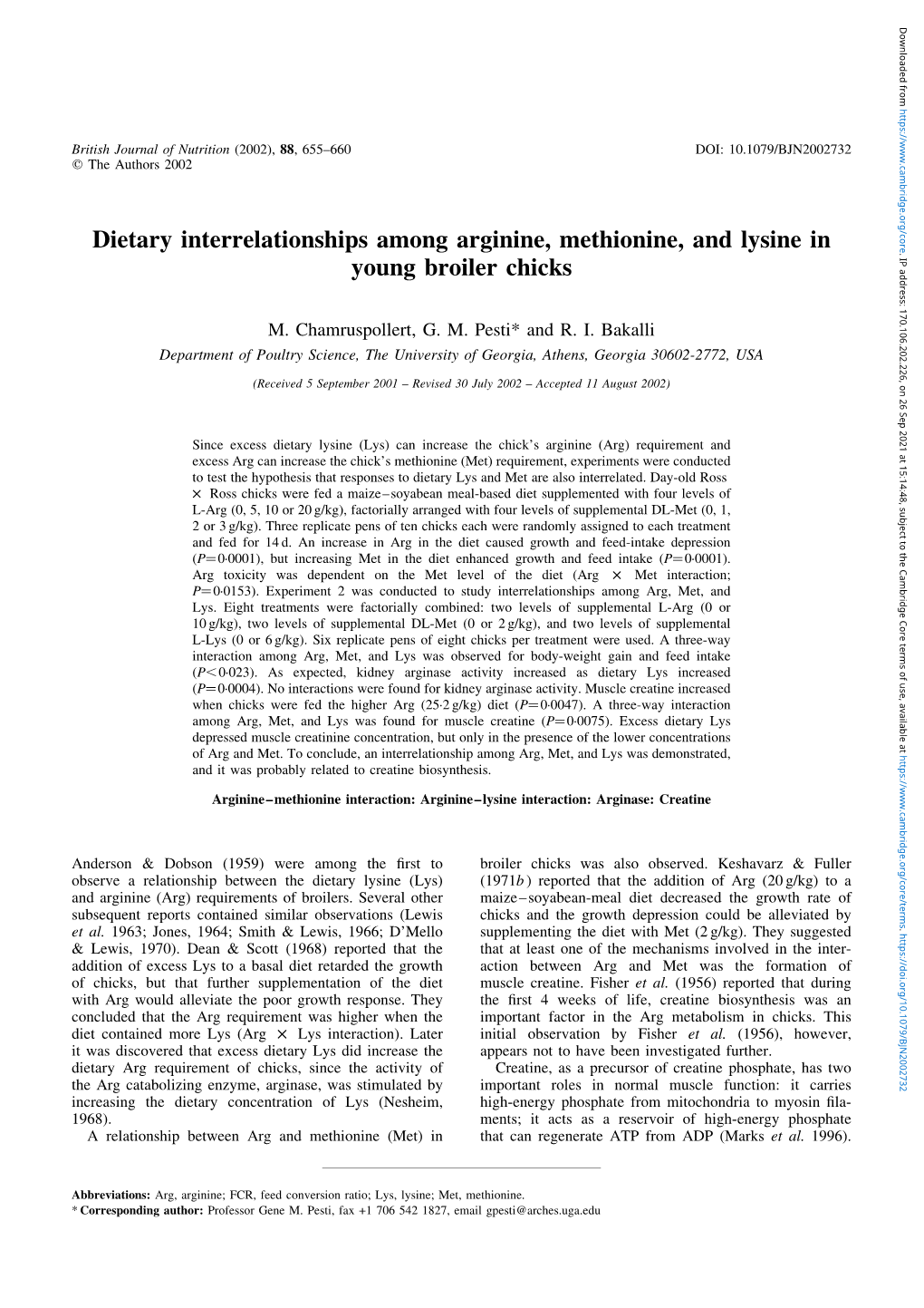 Dietary Interrelationships Among Arginine, Methionine, and Lysine In