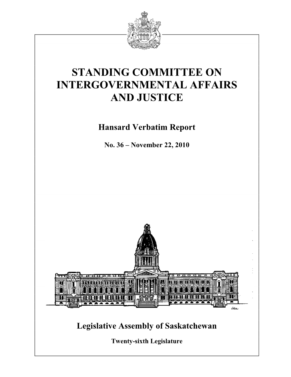 Standing Committee on Intergovernmental Affairs and Justice