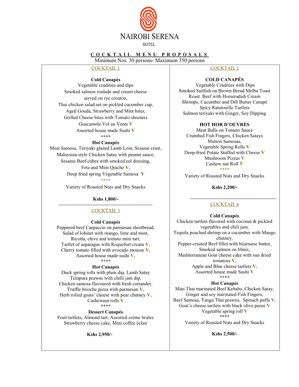 Cocktail Menus