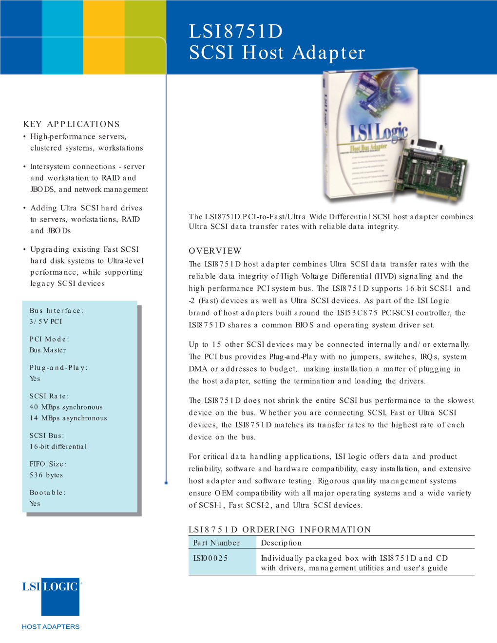 LSI8751D SCSI Host Adapter
