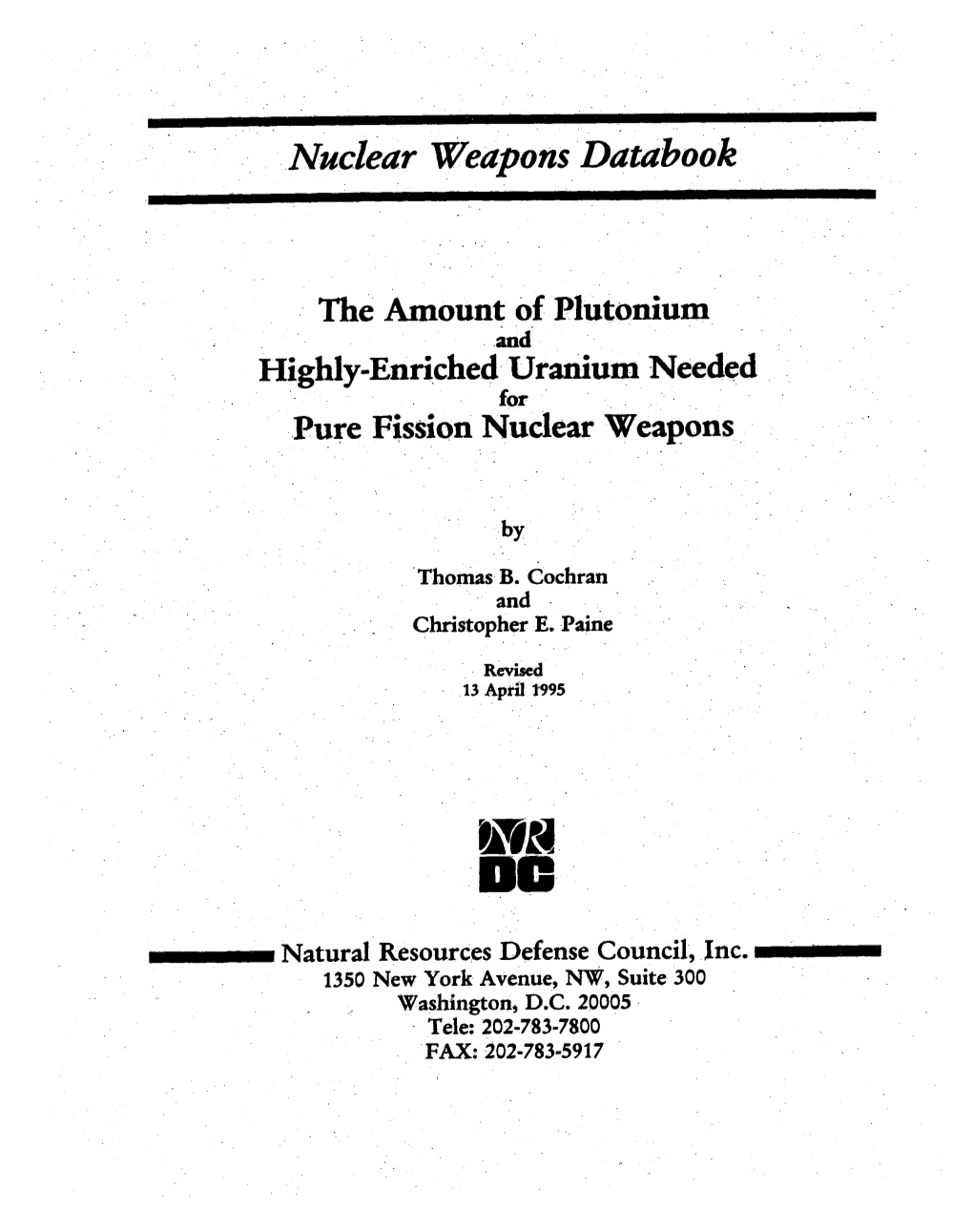 Nuclear Weapons Databook