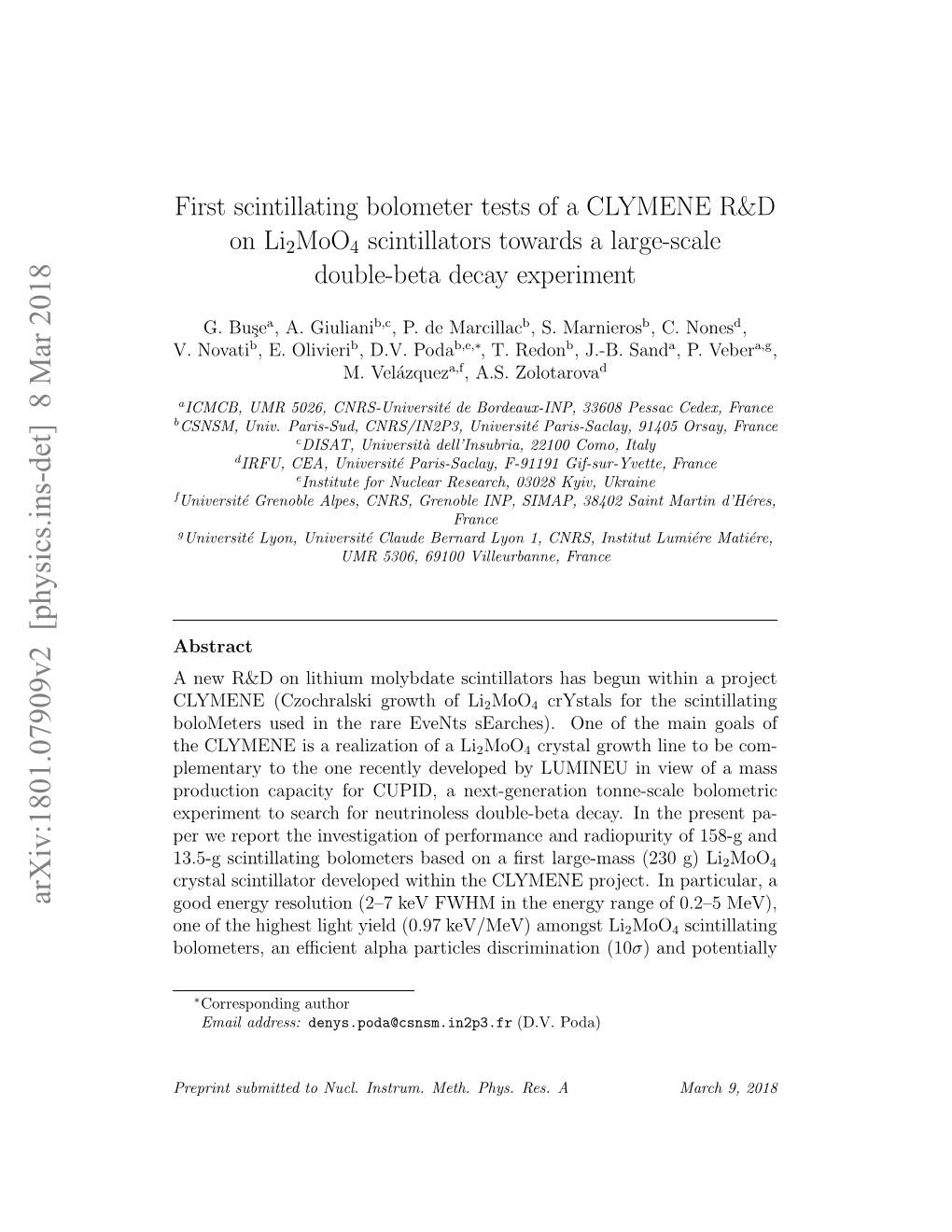 First Scintillating Bolometer Tests of a CLYMENE R&D on Li2moo4