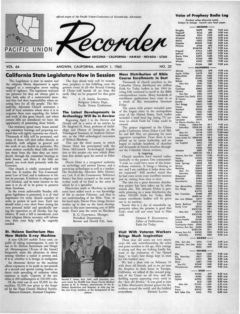 Pacific Union Recorder for 1965