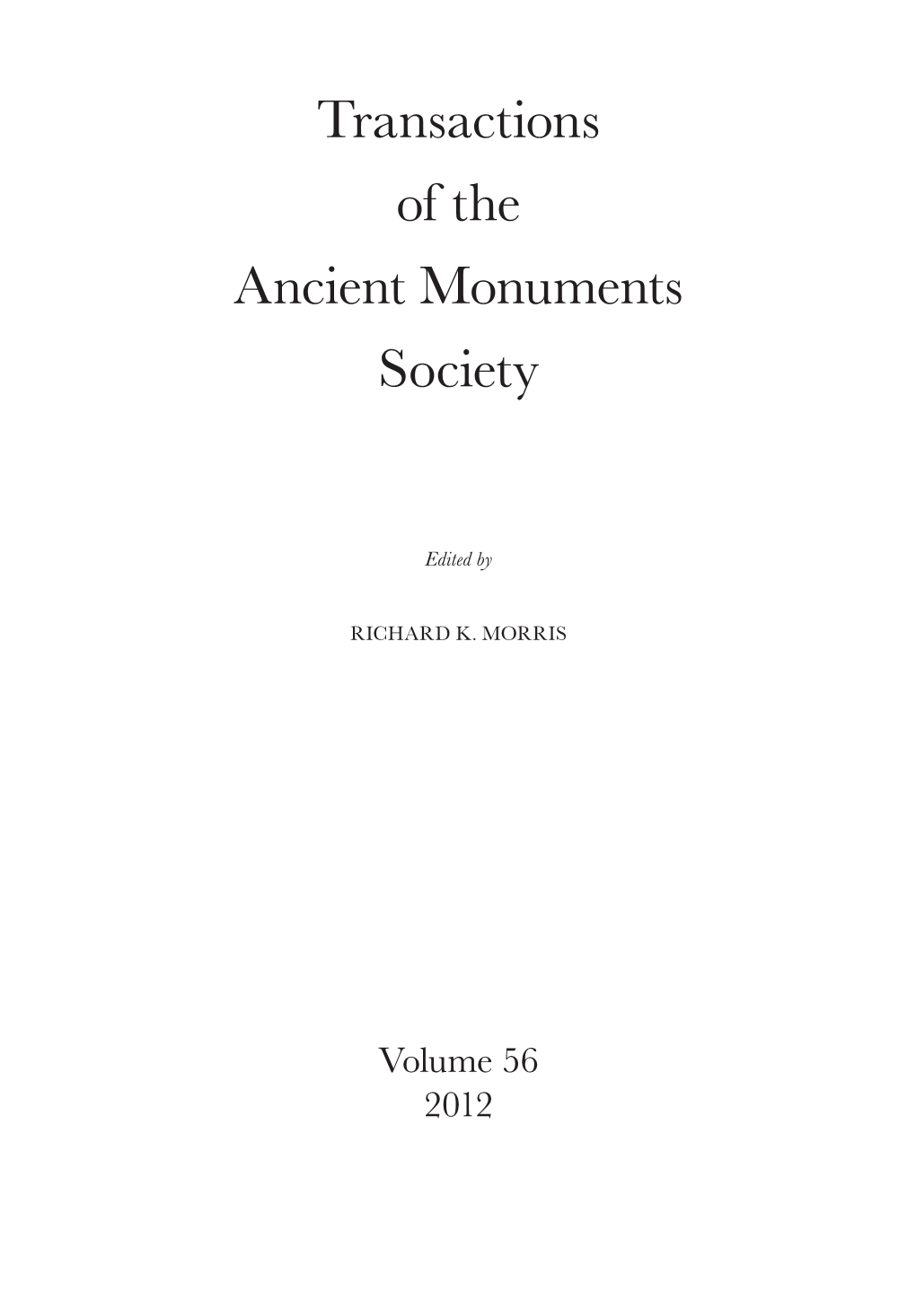 Transactions of the Ancient Monuments Society