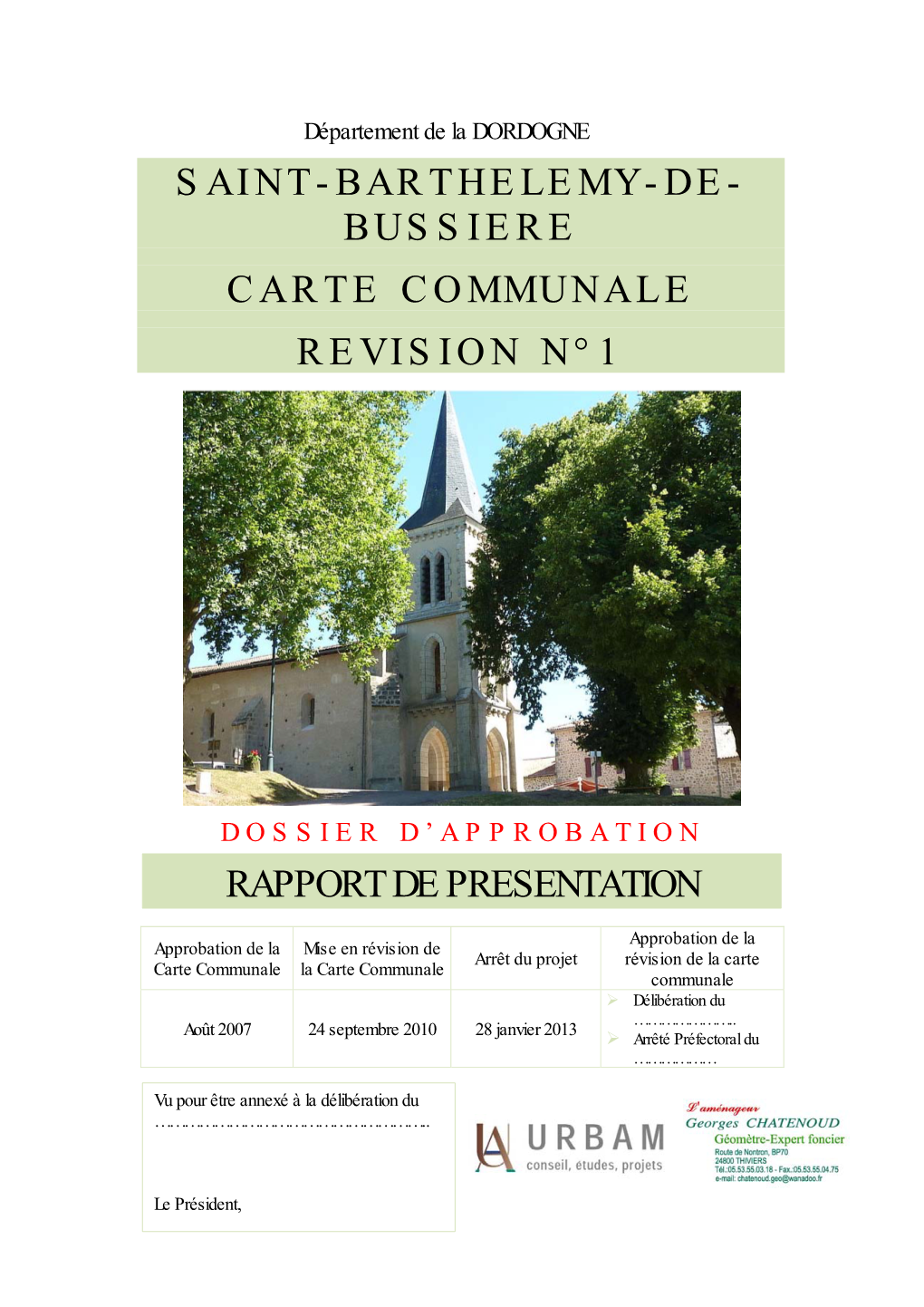 Saint-Barthelemy-De- Bussiere Carte Communale Revision