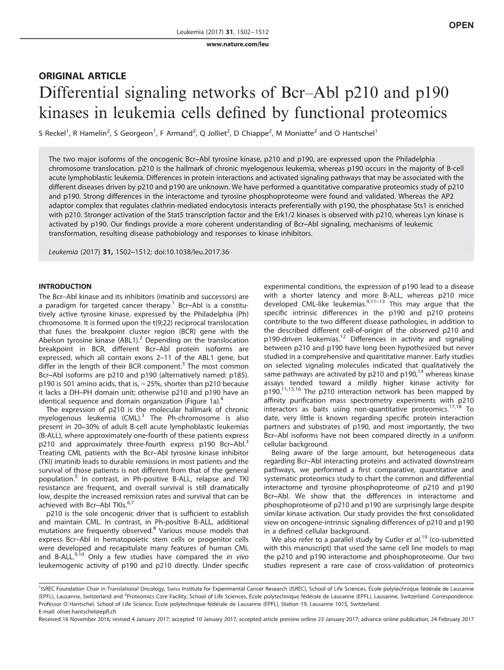 Abl P210 and P190 Kinases in Leukemia Cells Defined By