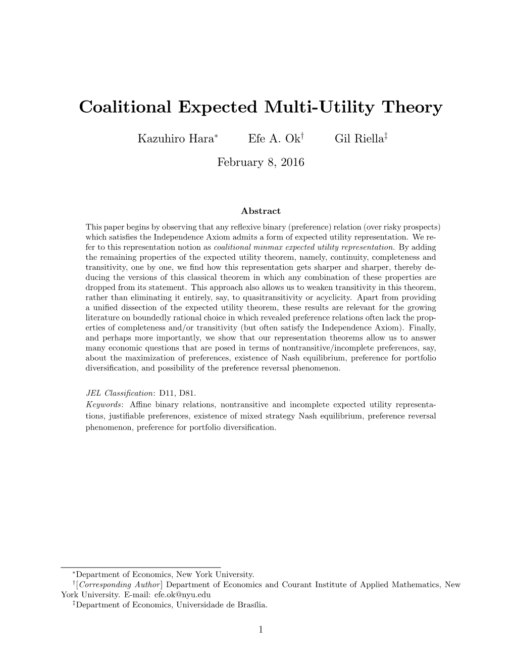 Coalitional Expected Multi-Utility Theory