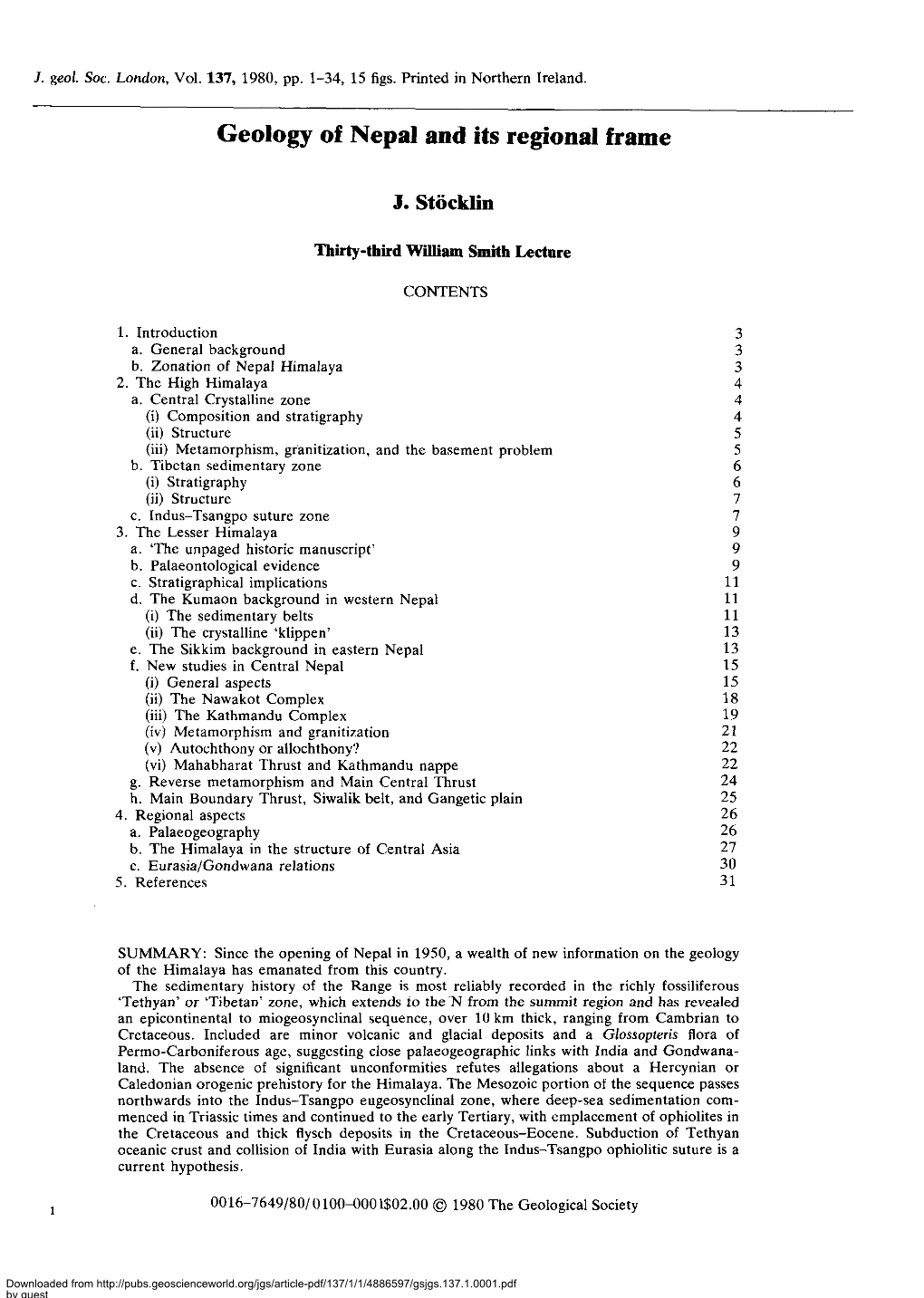 Geology of Nepal and Its Regional Frame